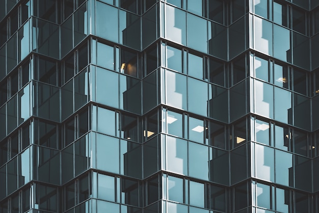 Geometric glazed facade of an office building