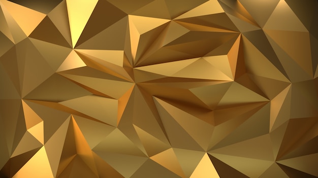 Geometric gold 3d background of the particle.