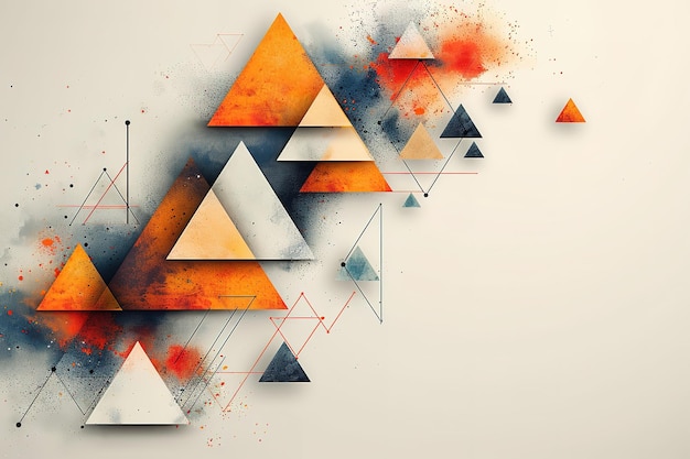 Geometric illustration with colorful triangles on a minimalistic background