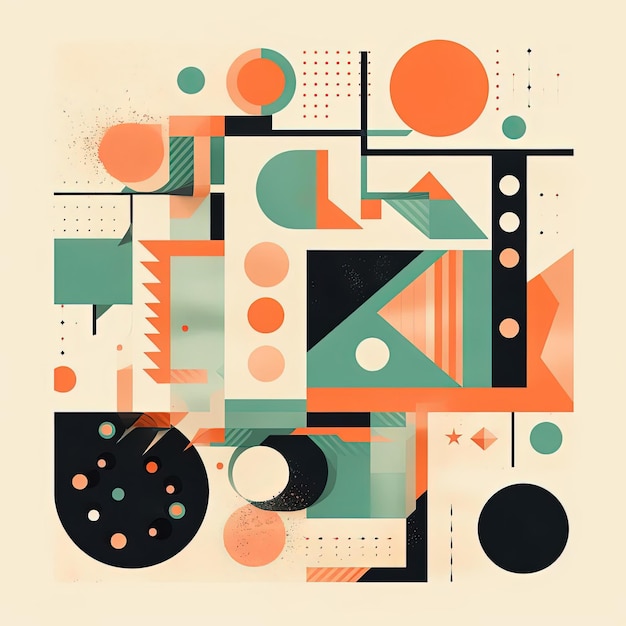 geometric illustrations in a square shape in the style of bold patterns and typography