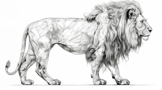 Photo geometric lion in monochrome