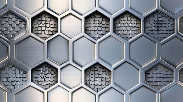 Photo geometric metal grid with hexagonal patterns