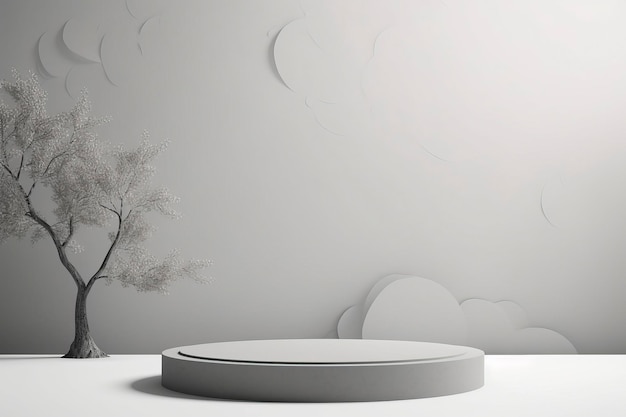 Geometric minimal scene design for copy and cosmetic or product display podium space in gray color