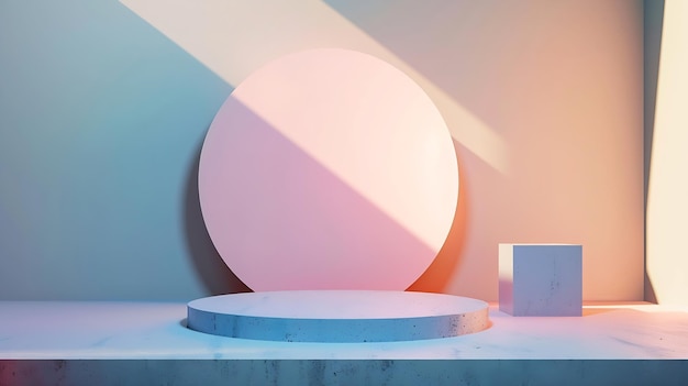 Geometric minimal scene design for cosmetic or product display podium 3d render Generative AI