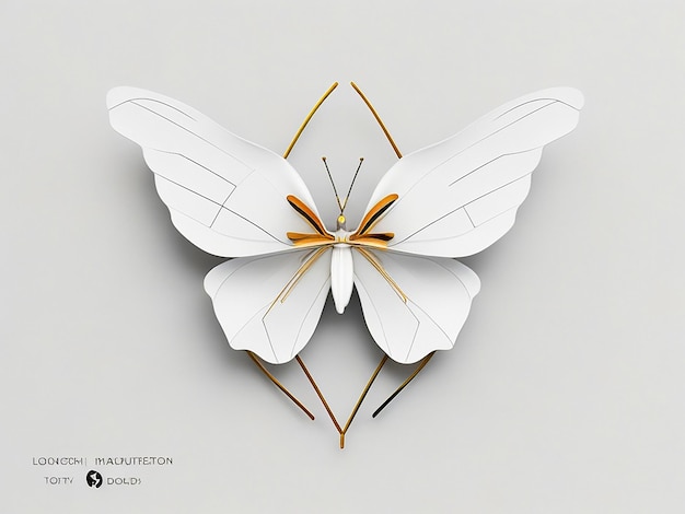 Geometric minimalist symmetrical logo design of butterfly metamorphosis flowers vector white b