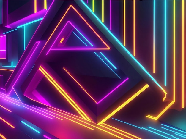 Geometric neon background Generative AI Illustration