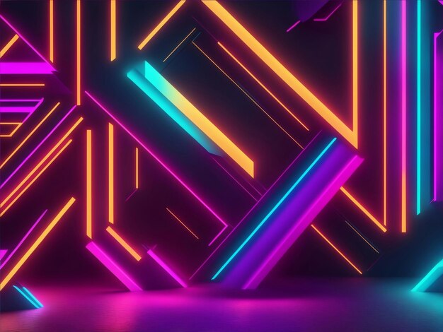 Geometric neon background Generative AI Illustration