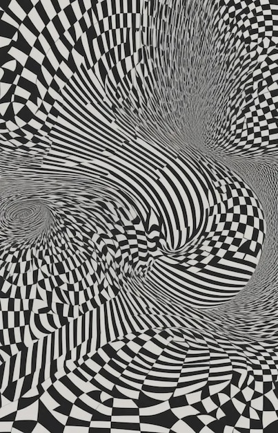 a geometric pattern of black and white lines