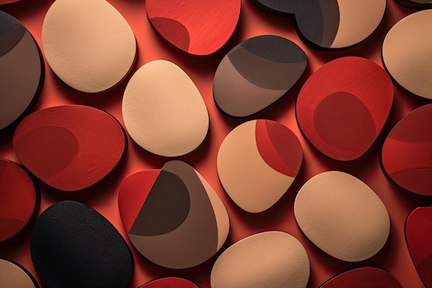 Geometric pattern of makeup sponges on a beige background Red and beige sponges generative IA