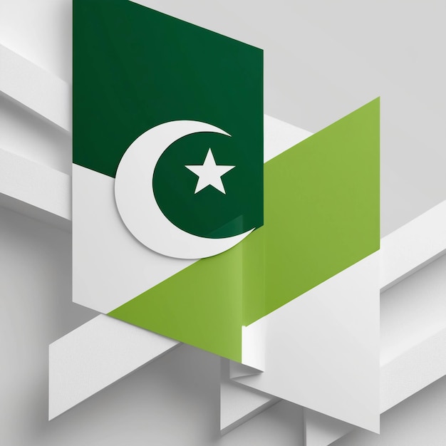 geometric pattern pakistani flag in green and white