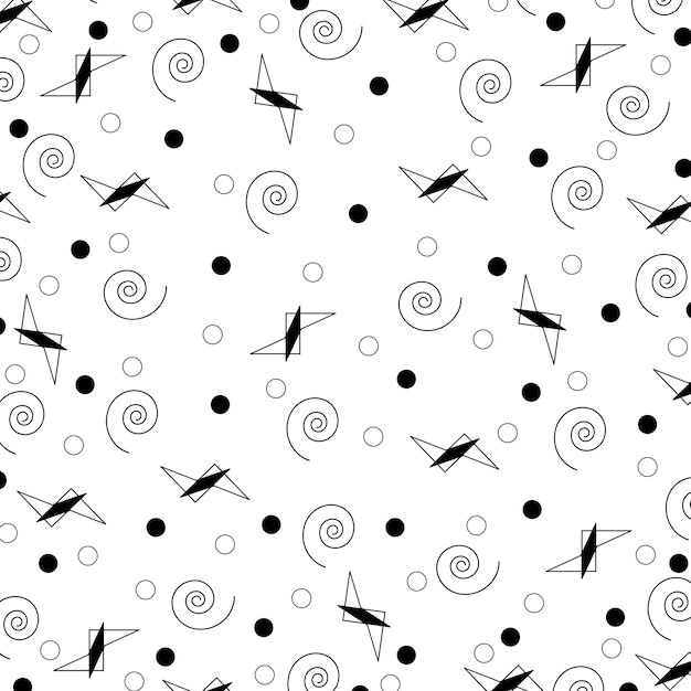 Geometric pattern with black and white Memphis style For fabric page web