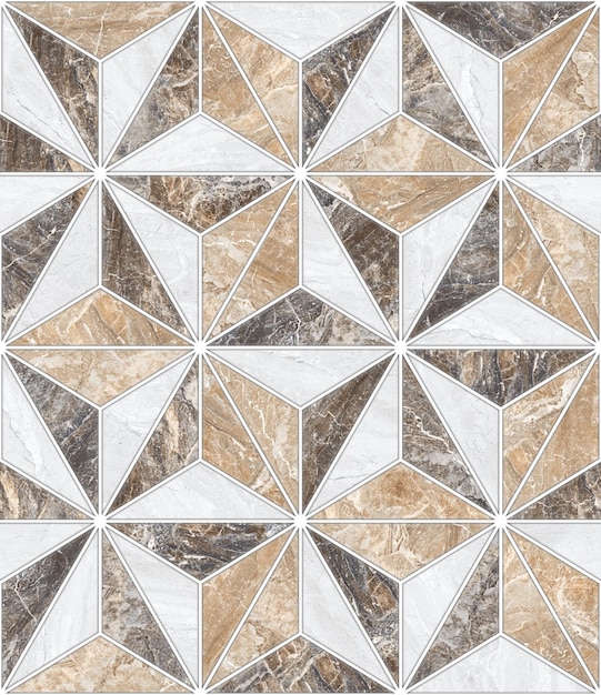 Photo geometric pattern with marble and wooden texture used for interior exterior ceramic tiles