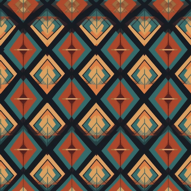 Geometric Pattern With Repeating Diamond Shape Infinite Seamless Backgrounds Generative AI