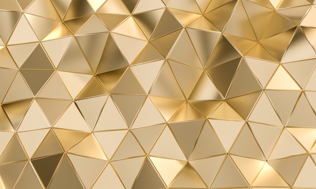 Geometric pattern with triangular shapes in gold-colored metal.