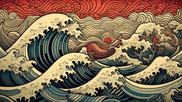 Geometric patterns inspired by ocean waves Created with Generative AI technology