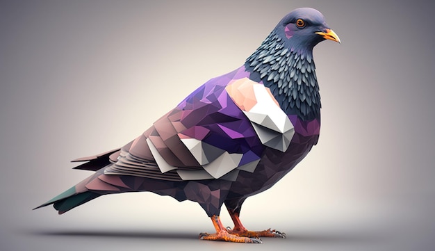 Geometric Pigeon bird design illustration image Ai generated art