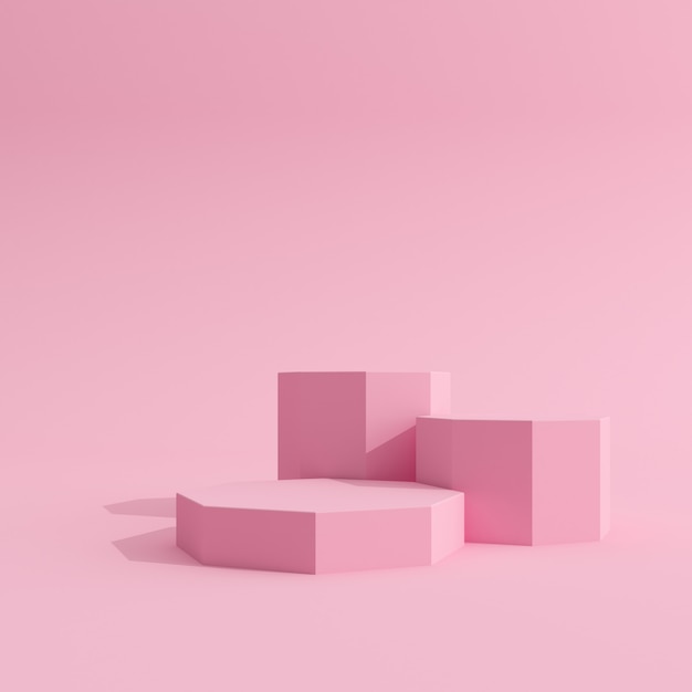 Geometric pink podium for product presentation.