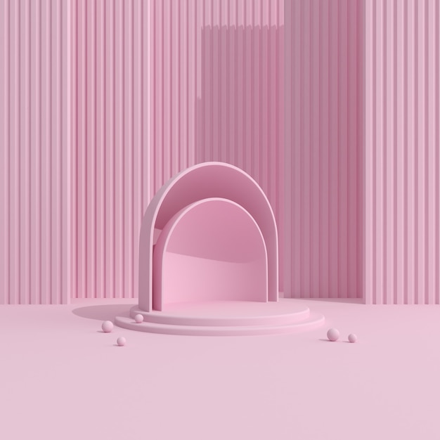 Geometric pink podium for product presentation.