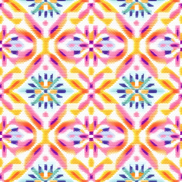 Geometric Pixel Pattern Background Radiant Neon Pattern Symmetrical Design Tiled Mosaic Pattern