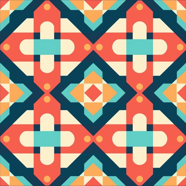 Geometric Pixel Pattern Background Radiant Neon Pattern Symmetrical Design Tiled Mosaic Pattern