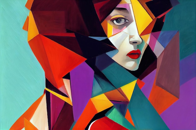 Geometric portrait of a woman generated by artificial intelligence