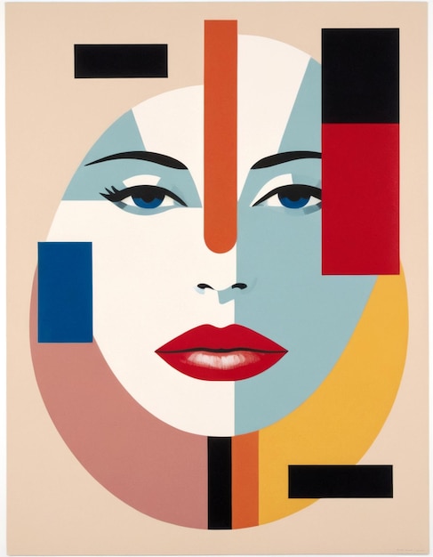 Geometric portrait of a woman with blue eyes