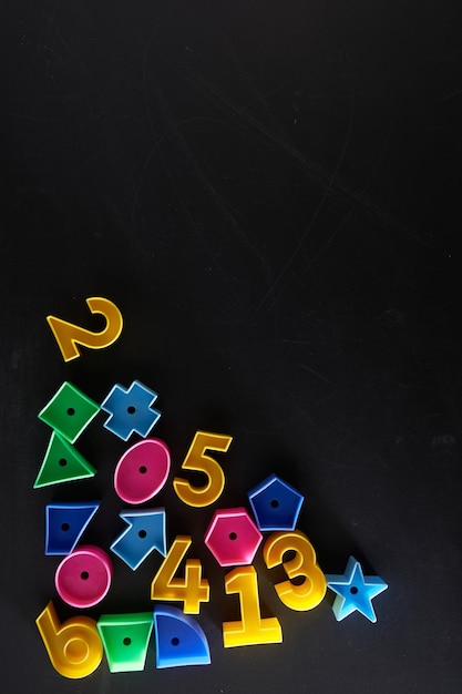 Geometric shape and number on top of chalkboard