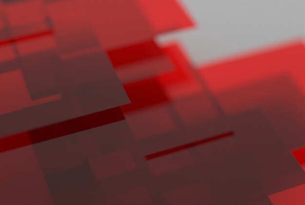 Geometric shapes of red glass on a uniform background