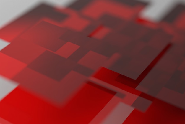 Geometric shapes of red glass on a uniform background