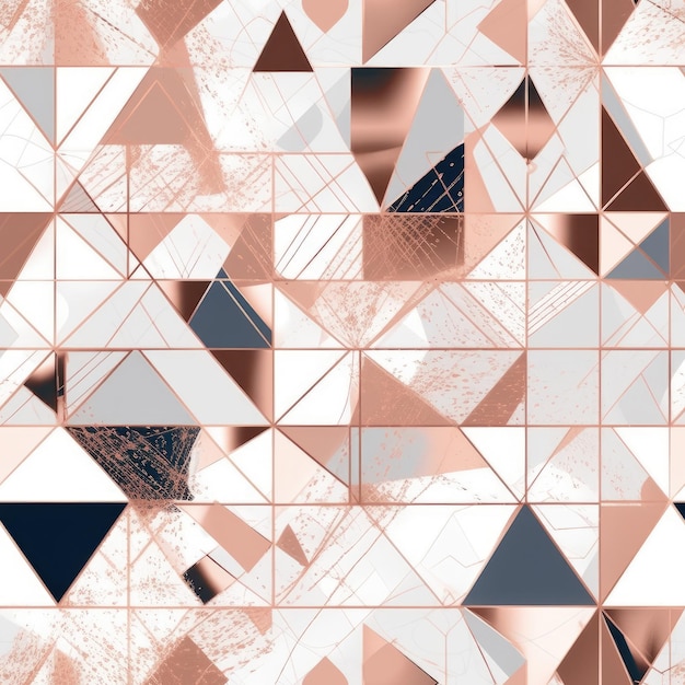 Geometric shapes seamless pattern illustration soft color and rose gold details Generative AI