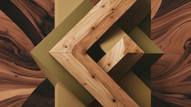 Photo geometric shapes with natural wood textures background wallpaper