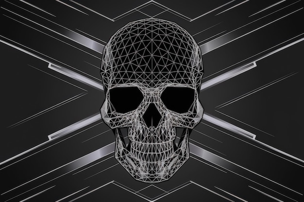 Photo geometric skull design dark background edgy fashion gaming modern geometric skull art fashion