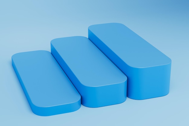 Geometric steps cubes design blue background 3d render