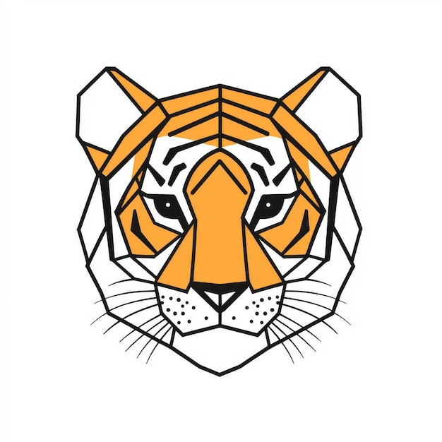 Photo geometric tiger portrait illustration this illustration shows a tiger39s face in a striking geometric style capturing all the intricate details with crisp lines