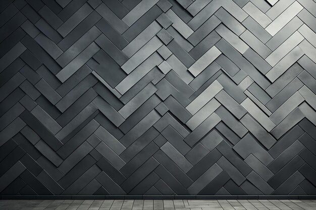 Geometric Tiles in Herringbone Pattern Forming a Wall