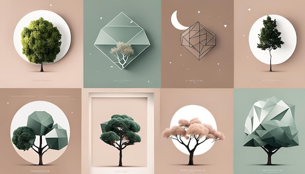 Photo geometric trees pack