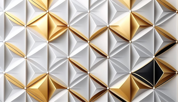 A geometric wallpaper background that has a gold and white pattern