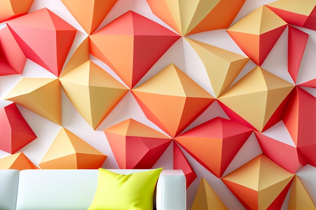 A geometric wallpaper with a yellow and orange background.