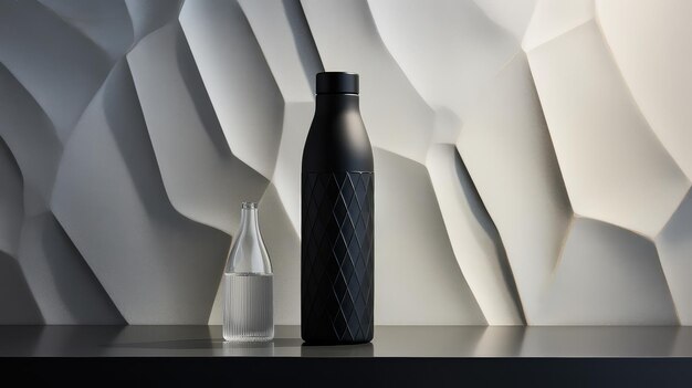 Photo geometric water bottle black