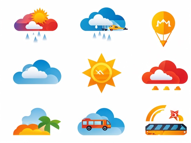 Geometric Weather and Travel Icons for Interface