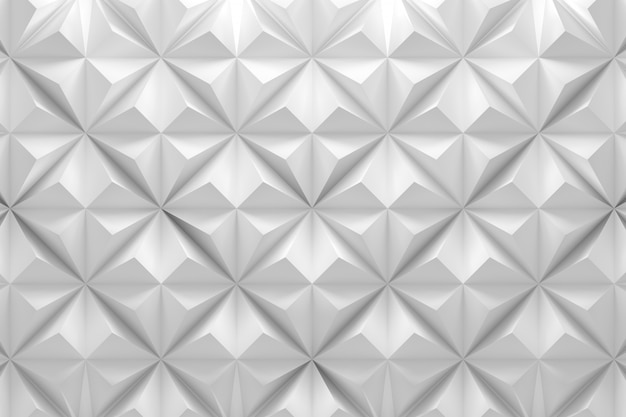 Geometric white pattern with rhombus pyramid triangle shapes