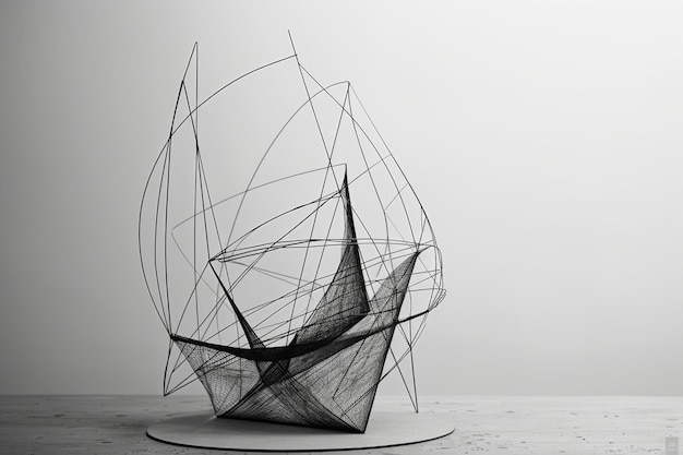 geometric wire sculpture on white