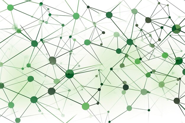 Geometrical network background green on white background AI Generative