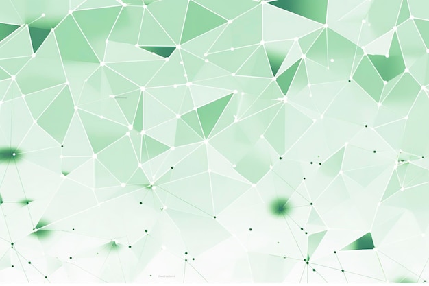 Geometrical network background green on white background AI Generative