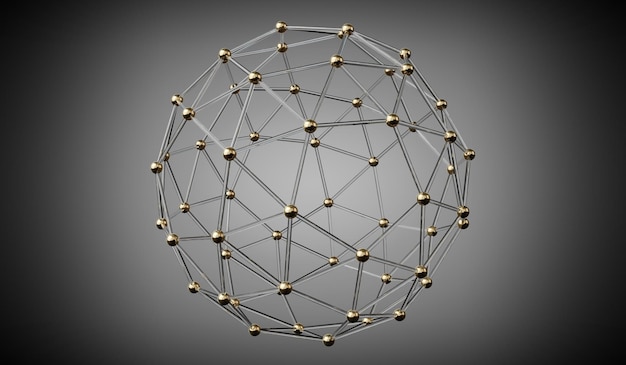 Photo geometrical wireframe sphere 3d illustration