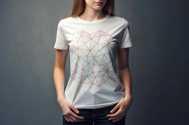 Photo geometrical woman t shirt illustration to generative ai