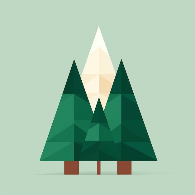 Photo geometricallysimplified spruce low resolution design illustration