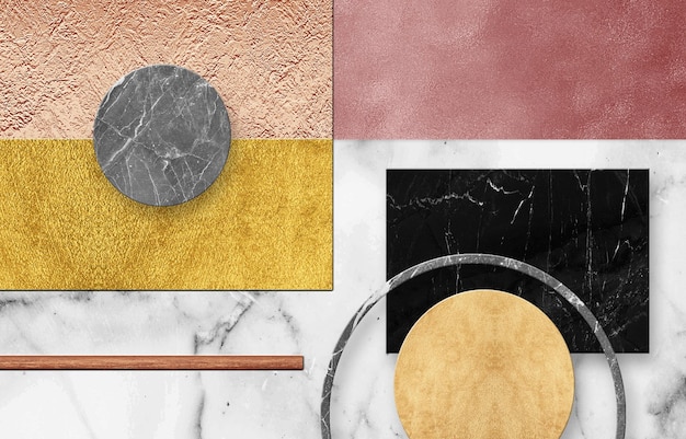 Geometry, abstract, stereo, art, and the golden background. The fashion of modern art wall