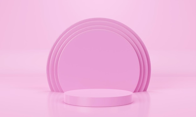 Geometry shapes podium for product display on pink background 3d rendering illustration