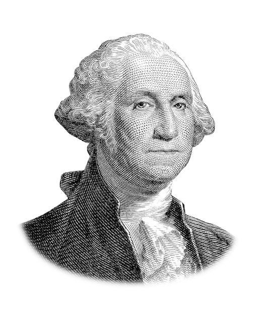 A George Washington Portrait Isolated on White Background